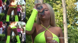 Tight girls in spandex at car show